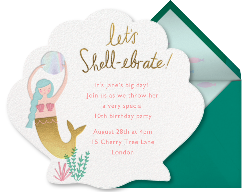 Seashell birthday invitation