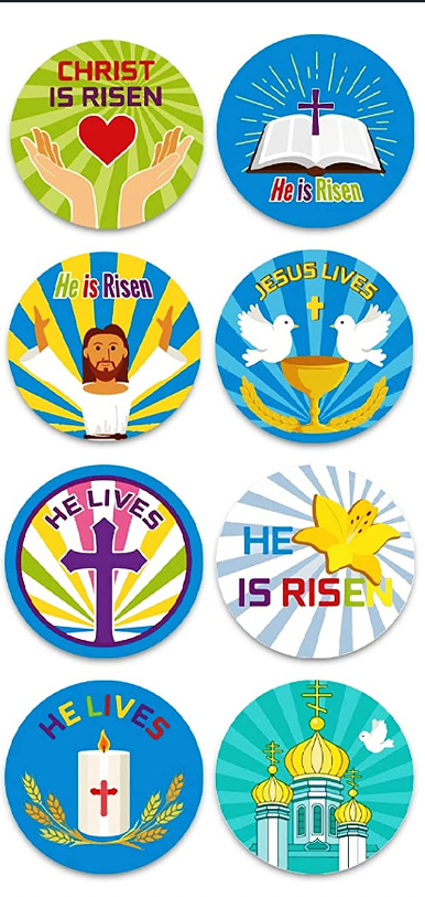 round stickers for a Jesus centered Easter gift guide