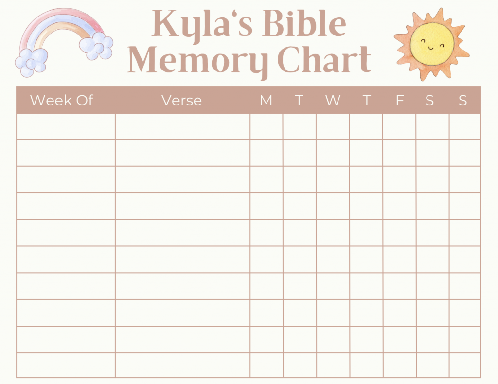 Bible memory chart to help you disciple your children